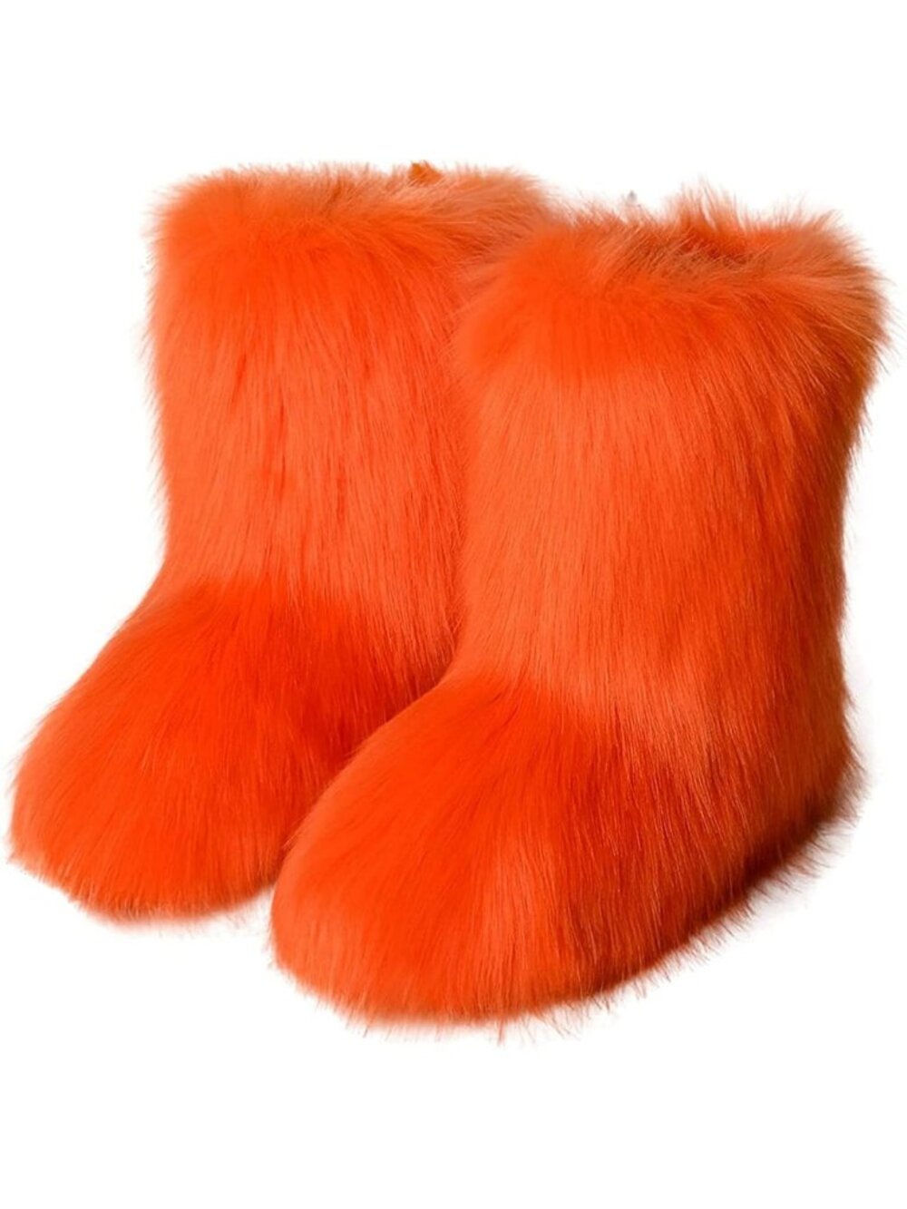 Cozy Faux Fur Mid-Calf Winter Boots | Fluffy Fuzzy Snow Shoes for Outdoor Wear